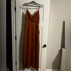 Burnt orange maxi dress - slit in front